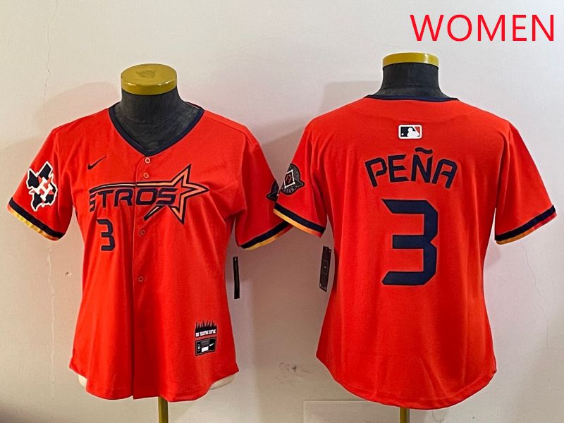 Women Houston Astros Blank #3 Pena Three generations Joint Name 2025 Nike MLB Jersey style 10